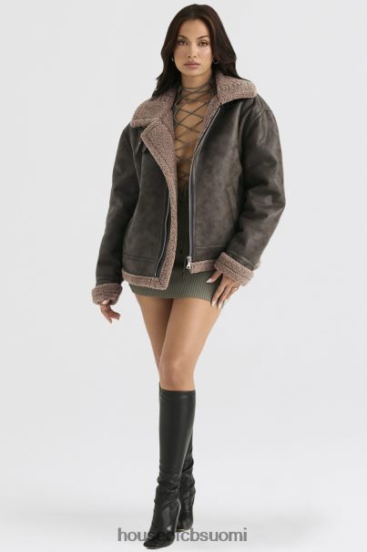 House of CB hullun armeijan vihreä vegaani shearling lentäjätakki Z000Z1038 vaatetus