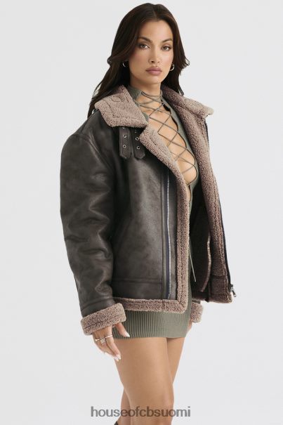 House of CB hullun armeijan vihreä vegaani shearling lentäjätakki Z000Z1038 vaatetus