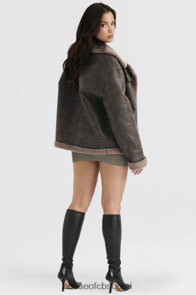 House of CB hullun armeijan vihreä vegaani shearling lentäjätakki Z000Z1038 vaatetus