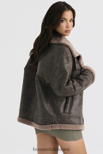 House of CB hullun armeijan vihreä vegaani shearling lentäjätakki Z000Z1038 vaatetus