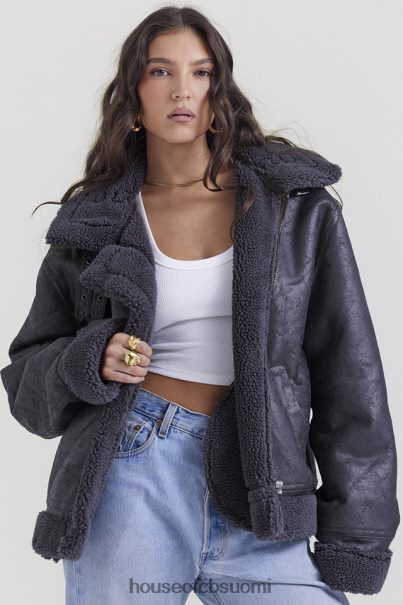House of CB hullunharmaa vegaani shearling lentäjätakki Z000Z1026 vaatetus