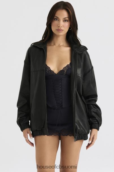 House of CB larissa musta vegaaninen nahkainen oversize bomber-takki Z000Z1039 vaatetus