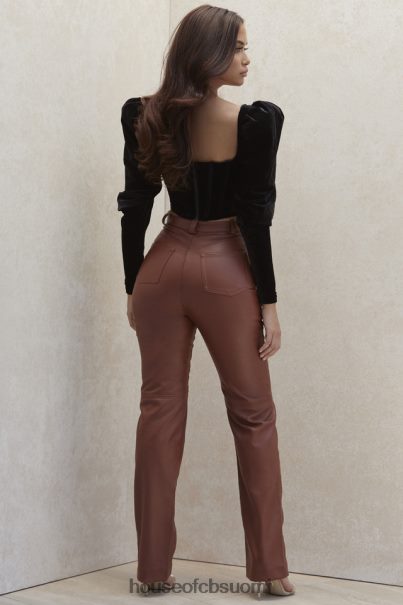 House of CB inaya tan stretch vegaaninen nahkahousut Z000Z1011 vaatetus