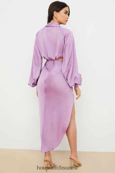 House of CB Constance lila silkkinen satiininen draped hame Z000Z963 vaatetus