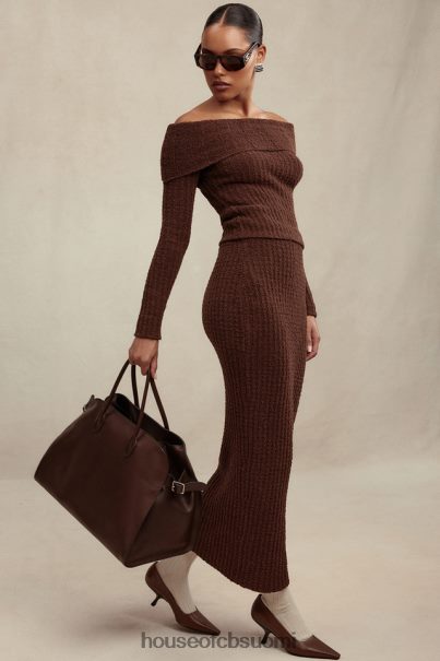 House of CB Sloane suklaa pehmeä boucle maxi hame Z000Z829 vaatetus