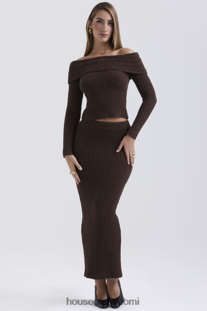 House of CB Sloane suklaa pehmeä boucle maxi hame Z000Z829 vaatetus