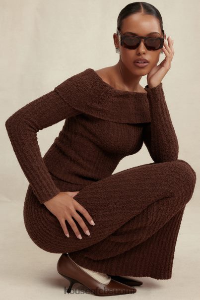 House of CB Sloane suklaa pehmeä boucle maxi hame Z000Z829 vaatetus