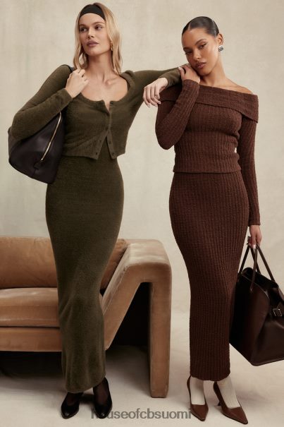 House of CB Sloane suklaa pehmeä boucle maxi hame Z000Z829 vaatetus