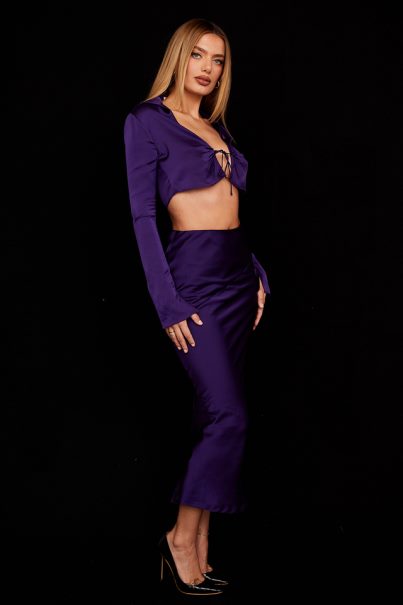 House of CB Colette grape satiini matalavyötäröinen midihame Z000Z959 vaatetus