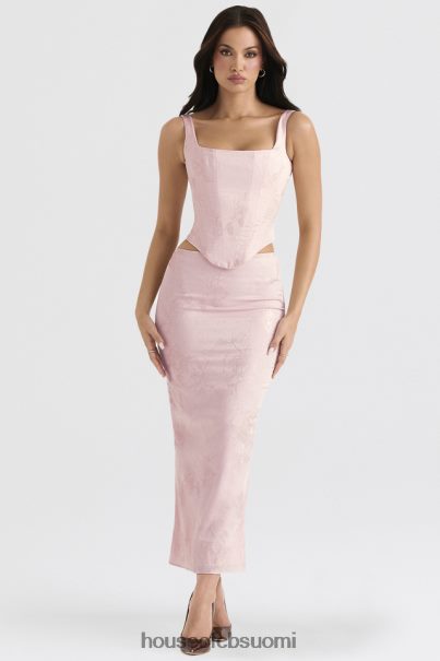 House of CB luisette pink metallinen kukkainen satiini midihame Z000Z892 vaatetus