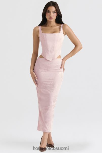 House of CB luisette pink metallinen kukkainen satiini midihame Z000Z892 vaatetus