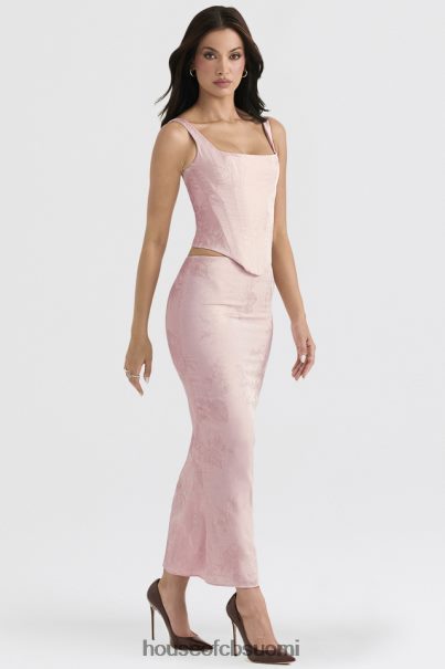House of CB luisette pink metallinen kukkainen satiini midihame Z000Z892 vaatetus