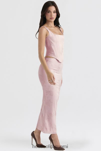 House of CB luisette pink metallinen kukkainen satiini midihame Z000Z892 vaatetus