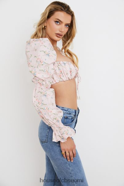 House of CB henrietta vaaleanpunainen kukka rypytetty bralette toppi Z000Z745 vaatetus