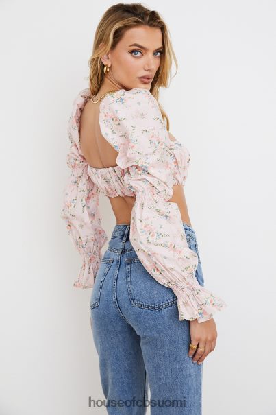 House of CB henrietta vaaleanpunainen kukka rypytetty bralette toppi Z000Z745 vaatetus