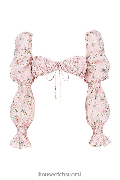 House of CB henrietta vaaleanpunainen kukka rypytetty bralette toppi Z000Z745 vaatetus