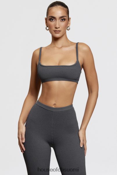 House of CB mischa tummanharmaa joustinneule neulottu bralette Z000Z703 vaatetus