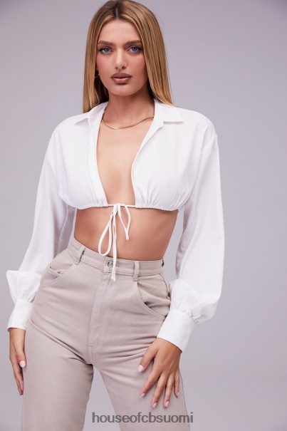 House of CB rakastajatar rocks toivelista valkoinen ilmapallohihainen rajattu paita bralette Z000Z739 vaatetus
