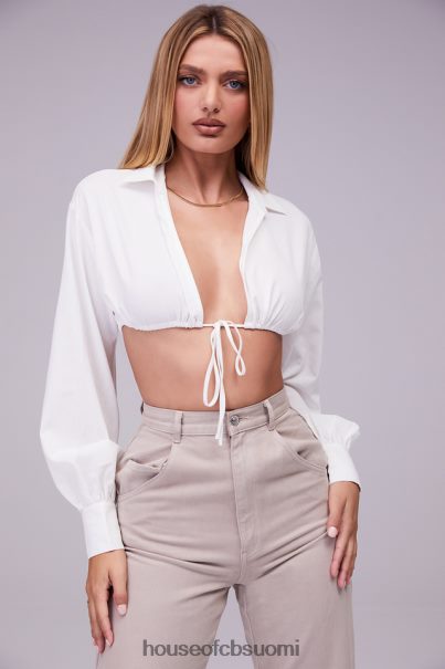 House of CB rakastajatar rocks toivelista valkoinen ilmapallohihainen rajattu paita bralette Z000Z739 vaatetus
