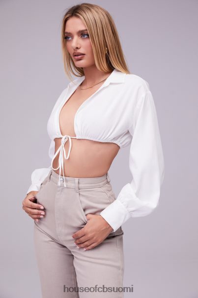 House of CB rakastajatar rocks toivelista valkoinen ilmapallohihainen rajattu paita bralette Z000Z739 vaatetus