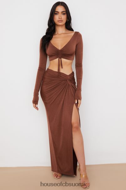 House of CB angelita suklaa kerätty crop top Z000Z749 vaatetus