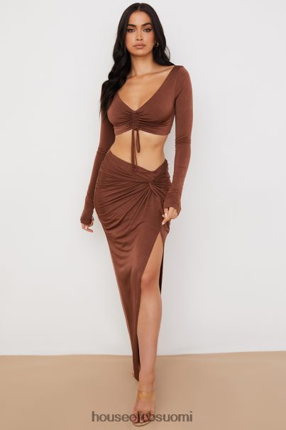 House of CB angelita suklaa kerätty crop top Z000Z749 vaatetus