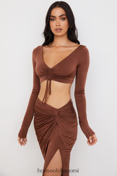 House of CB angelita suklaa kerätty crop top Z000Z749 vaatetus