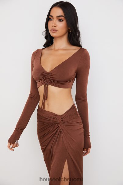 House of CB angelita suklaa kerätty crop top Z000Z749 vaatetus