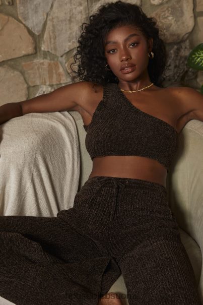 House of CB charlie suklaa chenille yksi lapa crop top Z000Z782 vaatetus