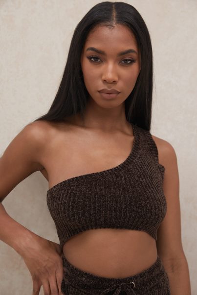 House of CB charlie suklaa chenille yksi lapa crop top Z000Z782 vaatetus