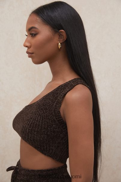 House of CB charlie suklaa chenille yksi lapa crop top Z000Z782 vaatetus