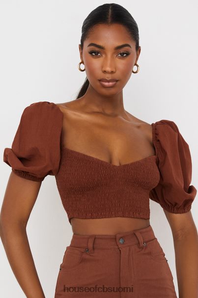 House of CB lavanna kaakao puff sleeve lyhennetty toppi Z000Z748 vaatetus