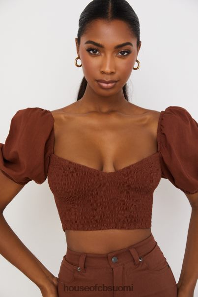 House of CB lavanna kaakao puff sleeve lyhennetty toppi Z000Z748 vaatetus