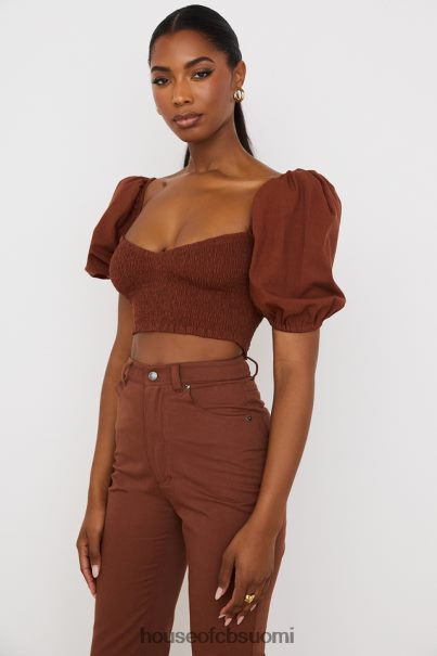 House of CB lavanna kaakao puff sleeve lyhennetty toppi Z000Z748 vaatetus