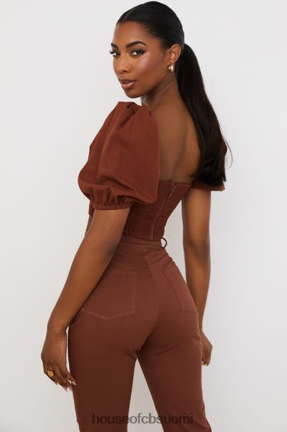 House of CB lavanna kaakao puff sleeve lyhennetty toppi Z000Z748 vaatetus