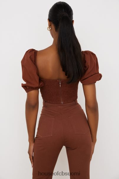 House of CB lavanna kaakao puff sleeve lyhennetty toppi Z000Z748 vaatetus