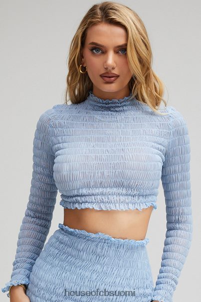 House of CB rakastajatar rocks delight puuteri sininen rypytetty crop top Z000Z740 vaatetus