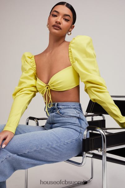 House of CB rakastajatar rocks tough love lemon puff sleeve rajattu toppi Z000Z754 vaatetus