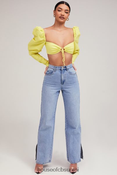 House of CB rakastajatar rocks tough love lemon puff sleeve rajattu toppi Z000Z754 vaatetus