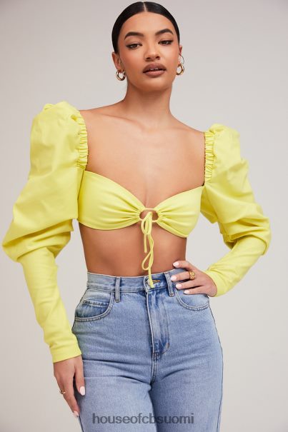House of CB rakastajatar rocks tough love lemon puff sleeve rajattu toppi Z000Z754 vaatetus