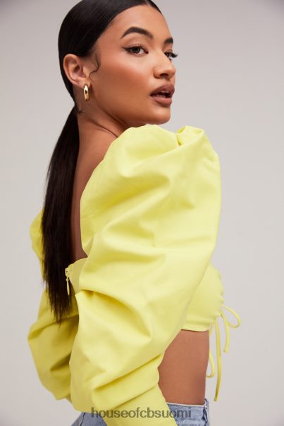 House of CB rakastajatar rocks tough love lemon puff sleeve rajattu toppi Z000Z754 vaatetus