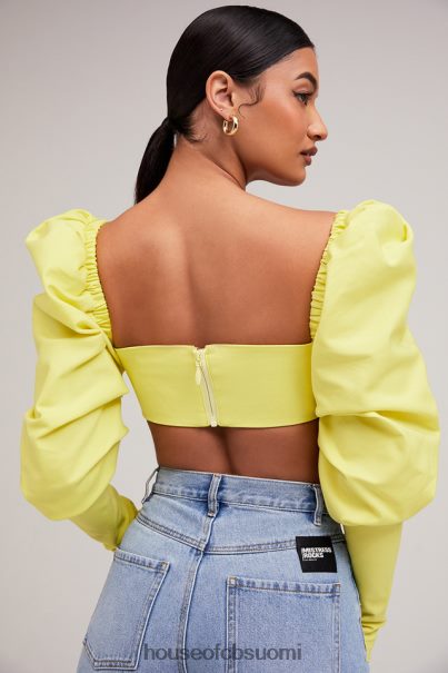 House of CB rakastajatar rocks tough love lemon puff sleeve rajattu toppi Z000Z754 vaatetus