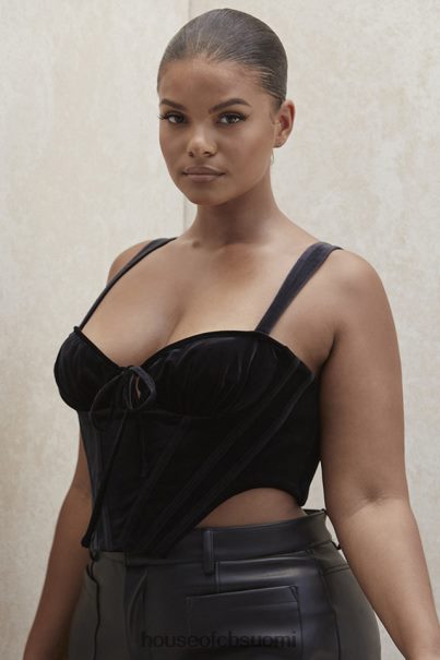 House of CB Aayla Black Velvet Cupped Corset Top Z000Z99 vaatetus