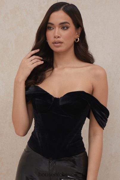House of CB angelica musta sametti draped korsetti Z000Z96 vaatetus