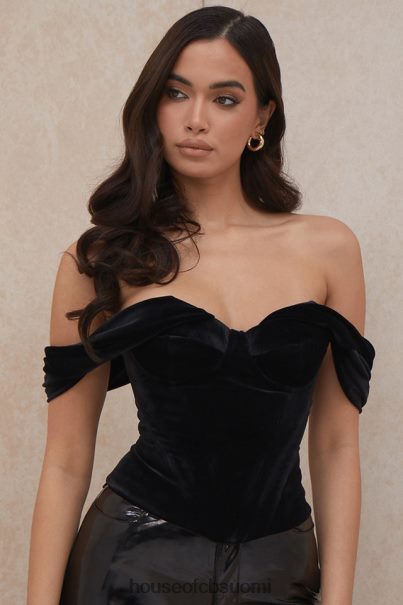 House of CB angelica musta sametti draped korsetti Z000Z96 vaatetus