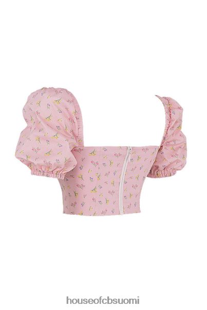 House of CB arianna pinkki kukkainen puffihihainen korsetti Z000Z87 vaatetus