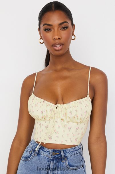 House of CB lilibeth lemon ditsy kukkainen kerätty bustier toppi Z000Z88 vaatetus