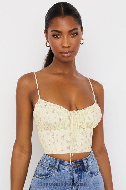House of CB lilibeth lemon ditsy kukkainen kerätty bustier toppi Z000Z88 vaatetus