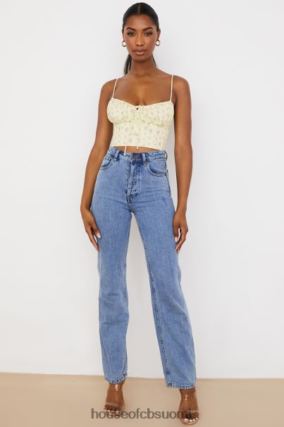 House of CB lilibeth lemon ditsy kukkainen kerätty bustier toppi Z000Z88 vaatetus