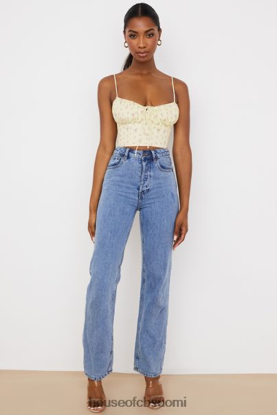 House of CB lilibeth lemon ditsy kukkainen kerätty bustier toppi Z000Z88 vaatetus